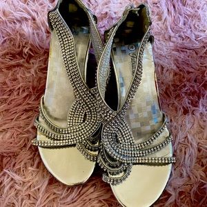 silver 2 inch heels rhinestones very sparkly